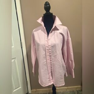 Zara women's baby pink button down tailored shirt size S